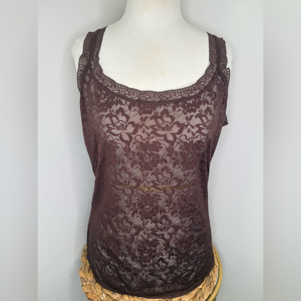 Soma Elegant Lace Brown Tank Top